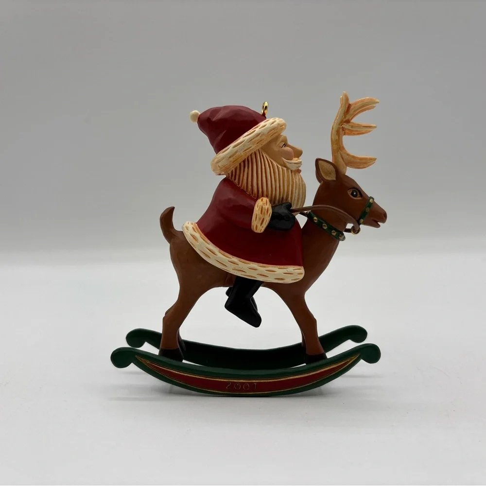 Hallmark Keepsake Ornament Dated 2001 Vintage Rocking Reindeer Handcrafted